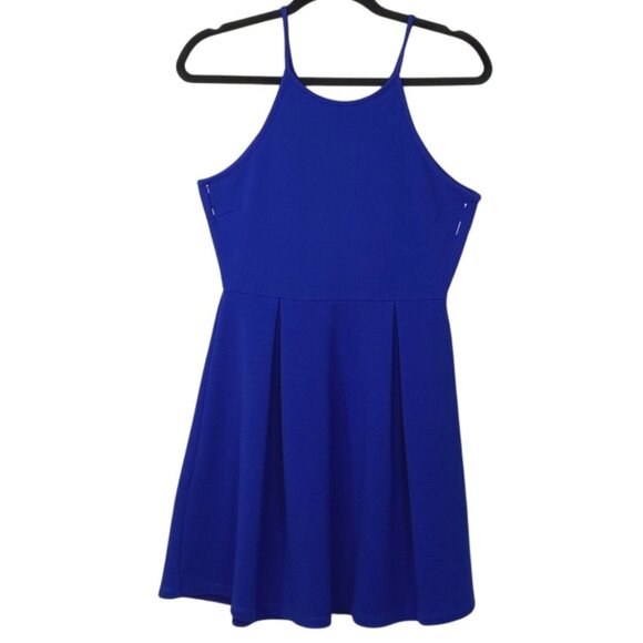 Love Chesley Cobalt Blue Pleated Fit & Flare Skater Mini Dress Junior's Size M - Picture 9 of 10